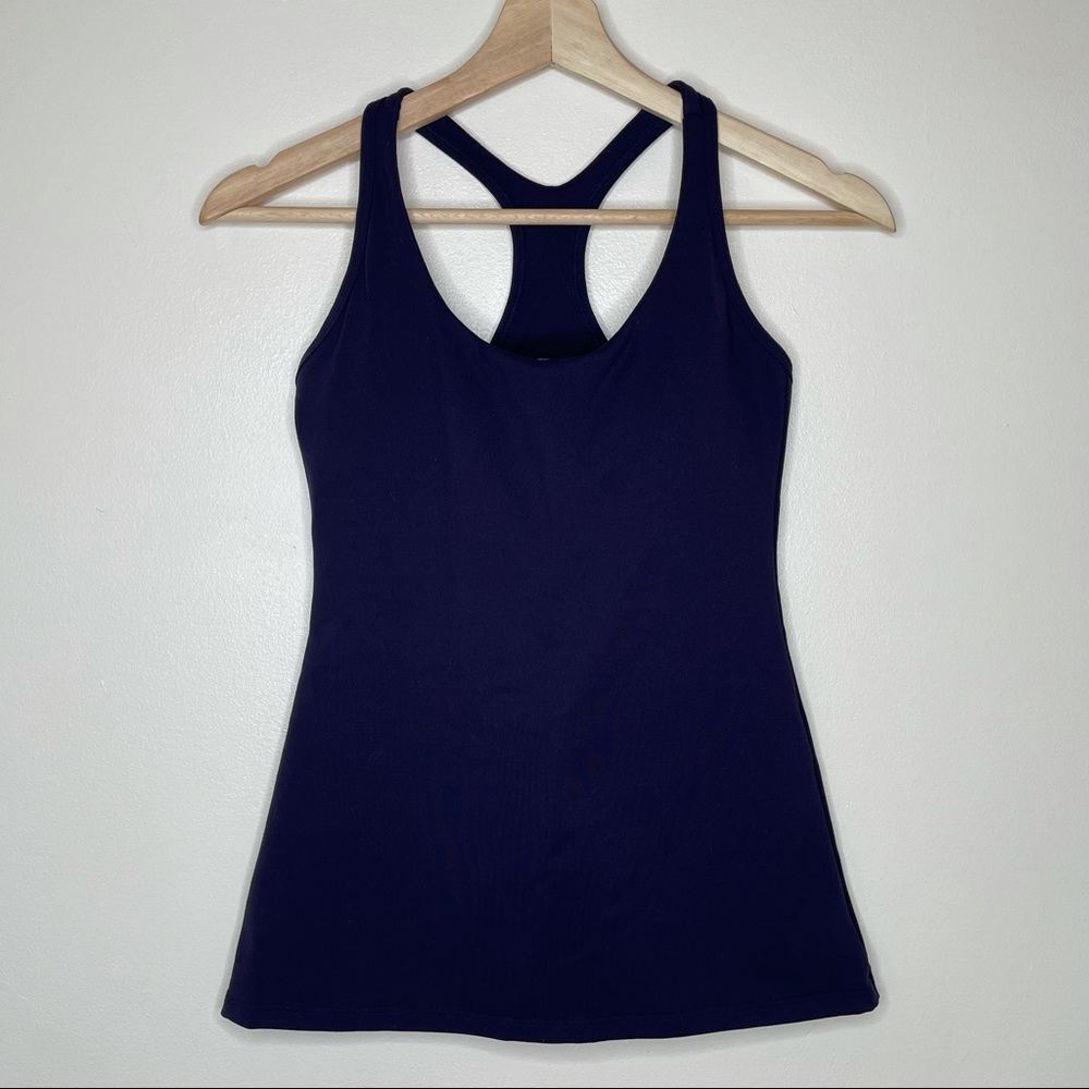 Montiel Activewear Navt T-Strap Tank Top Sleeveless Yoga Padded Shelf Bra Gym S - Picture 2 of 7